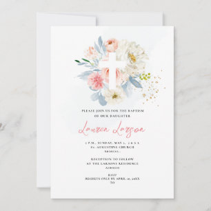 ArtsApp Elegant H2 Pale Pink Roses Taufe Einladung