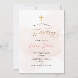 ArtsApp Elegant H2 Waschen hellrosa Christening Einladung