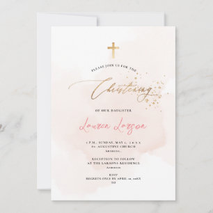 ArtsApp Elegant H2 Waschen hellrosa Christening Einladung