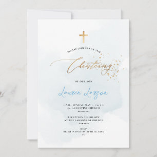 ArtsApp Elegant H2 Washed Pale Blue Christening Einladung