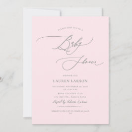 ArtsApp Elegante Kalligrafie Pale Pink Baby Einladung