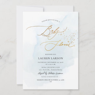 ArtsApp H2 Baby Blau Gold Kalligrafie Baby Shower Einladung