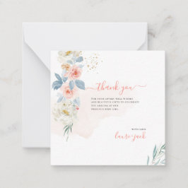 ArtsApp H2 Blush Pink Roses Baby Dusche Vielen Dan Mitteilungskarte