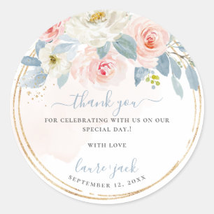 ArtsApp H2 Blush Pink Roses Baby Dusche Vielen Dan Runder Aufkleber