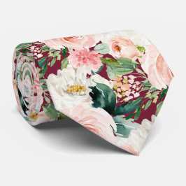 ArtsApp H2 Blush Pink Roses Burgundy Wedding Krawatte