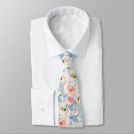ArtsApp H2 Blush Pink Roses Dusty Blue Krawatte