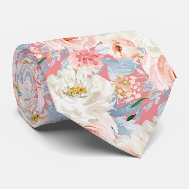 ArtsApp H2 Blush Pink Roses Wedding Krawatte (Gerollt)