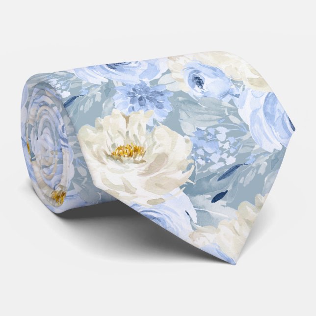 ArtsApp H2 Dusty Blue Rose Hochzeit Krawatte (Gerollt)