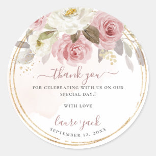 ArtsApp H2 Dusty Pink Rosen DIY Event Danke Runder Aufkleber