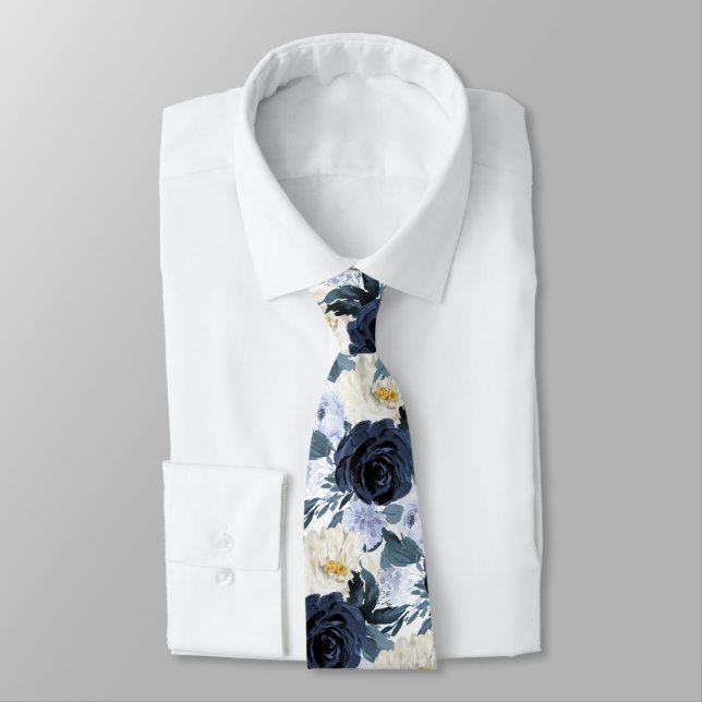 ArtsApp H2 Navy+Dusty Blue Rose Hochzeit Krawatte (Gebunden)