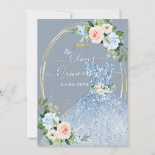 ArtsApp H2 Rosa Blaue Rosen Funkelnde Quinceanera Einladung