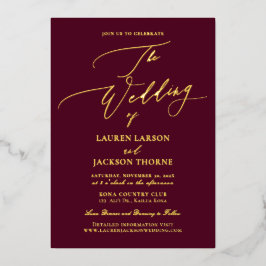 ArtsApp Luxe Calligraphy Burgundy Gold Folieneinladung