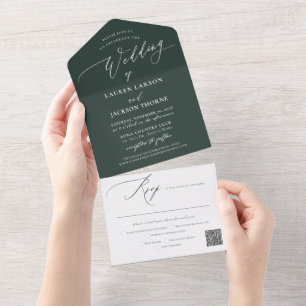 ArtsApp Moderne Kalligrafie Waldgrüne Hochzeit All In One Einladung