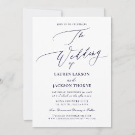 ArtsApp Navy Blue Luxe Calligraphy Wedding Einladung