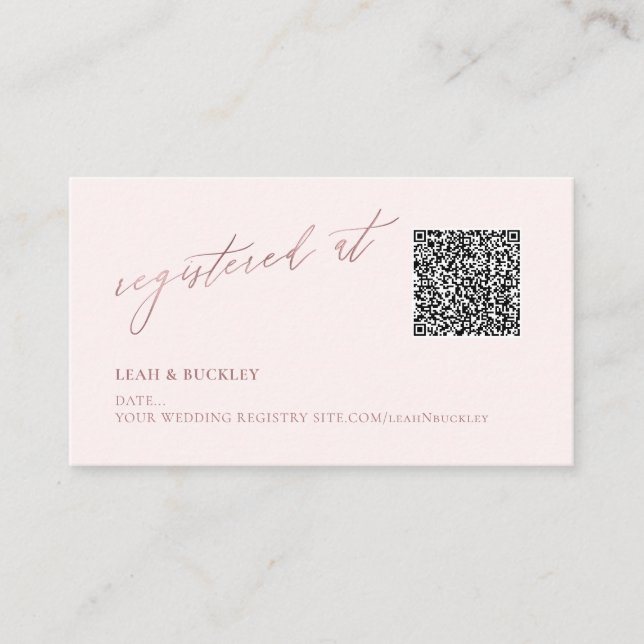 ArtsApp QR-Code-Registrierung Faux-Roségold-Schrif Begleitkarte (Vorderseite)