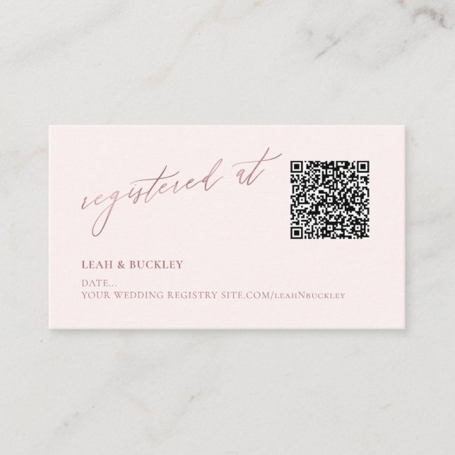 ArtsApp QR Code Registry Imitate Rose Gold Script Begleitkarte (Vorderseite)