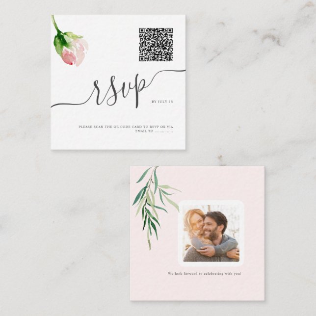 ArtsApp QR Code UAWG Wasserfarbe Rosa Rose Mitteilungskarte (Vorne/Hinten)