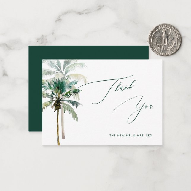 ArtsApp Tropical Luxe Calligraphy Vielen Dank Mitteilungskarte (Vorderseite/Rückseite Beispiel)