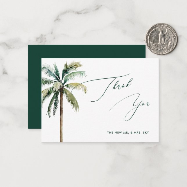 ArtsApp Tropical Luxe Calligraphy Vielen Dank Mitteilungskarte (Vorderseite/Rückseite Beispiel)