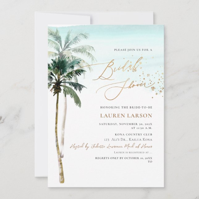 ArtsApp Tropical Paradise Imitate Gold Calligraphy Einladung (Vorderseite)