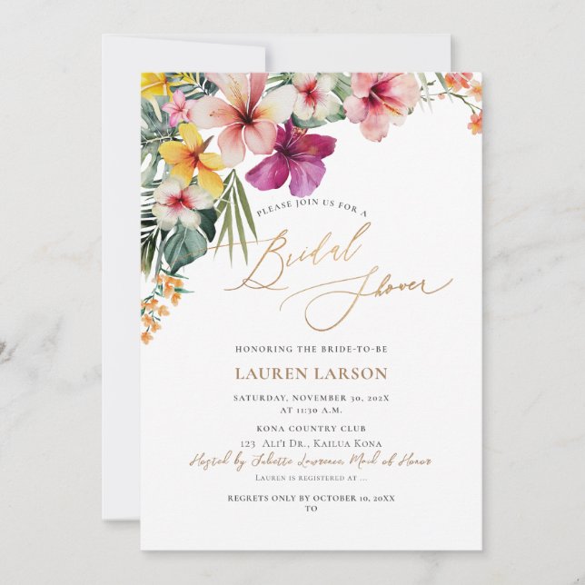 ArtsApp Tropical Paradise Imitate Gold Calligraphy Einladung (Vorderseite)