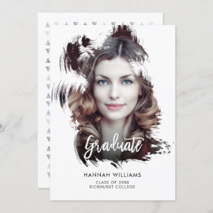 Artsy Brush Stroke Overlay Graduation Invitation d