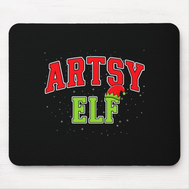 Artsy Elf Christmas Family Matching Group Xmas Act Mousepad (Vorne)