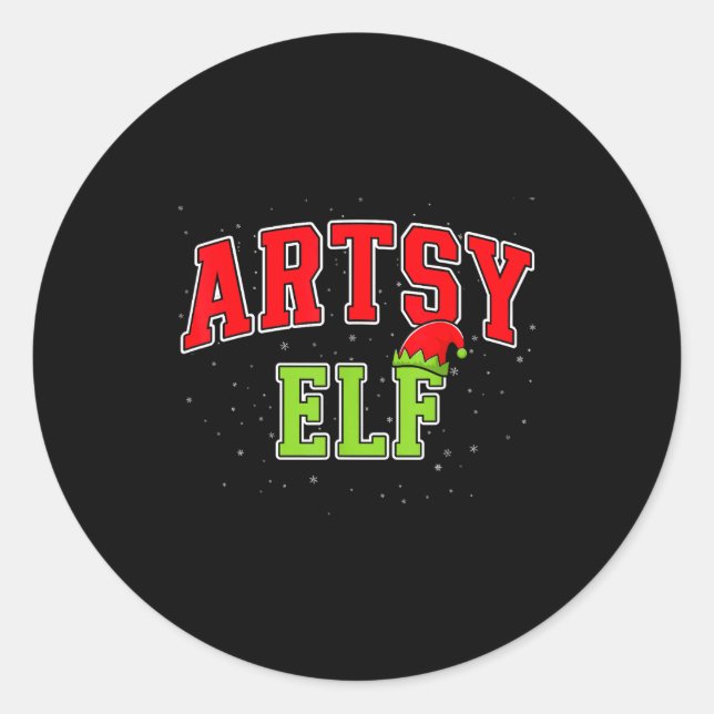 Artsy Elf Christmas Family Matching Group Xmas Act Runder Aufkleber (Vorderseite)