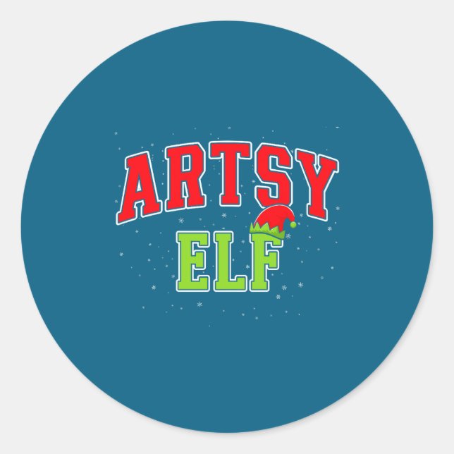 Artsy Elf Christmas Family Matching Group Xmas Act Runder Aufkleber (Vorderseite)