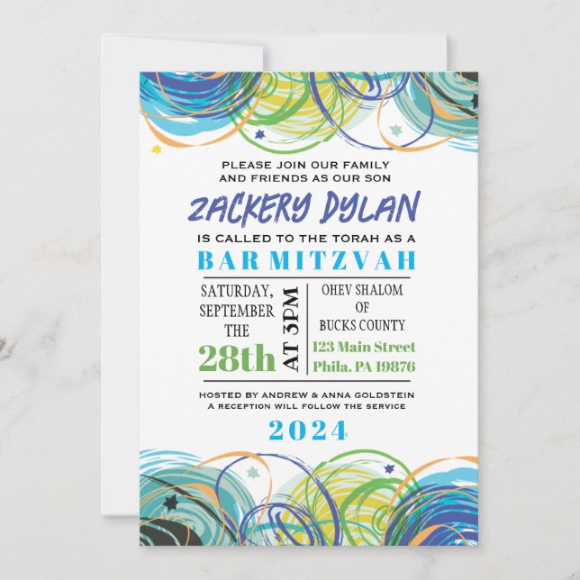 ARTSY FARTSY Bar Bat mitzvah Invitation Card (Devant)