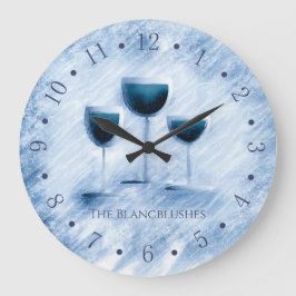 Artsy fartsy blue wine glass trio gourmet kitchen große wanduhr