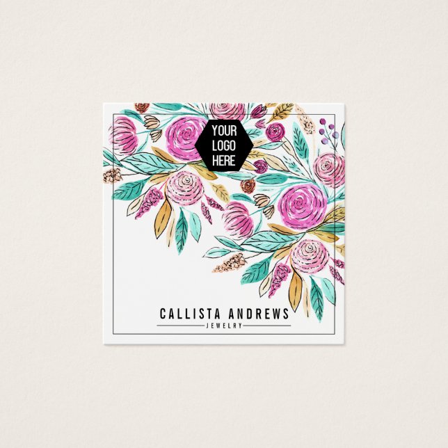 Artsy Floral Aquarelle Logo Écran d'oreille (Devant)