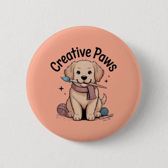 Artsy Golden Retriever Hobbyist Dog Artist Vibes Button (Vorderseite)