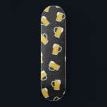 Artsy Modern Yellow Black Watercolor Beer Steins Skateboard<br><div class="desc">This artsy and modern pattern is perfect for the beer lover. It features a hand-painted yellow and white foaming beer stein pattern on top of a black abstract pattern. It's cool, unique, manly, and fun! ***IMPORTANT DESIGN NOTE: For any custom design request such as matching product requests, color changes, placement...</div>