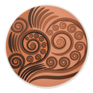 Artsy Orange Lockige Schwirbel Keramikknopf Keramikknauf
