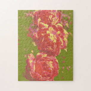 Artsy Rose Abstrait Art rose Jaune Puzzle