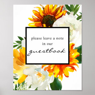 Artsy Tournesol Floral Livre d'or affiche