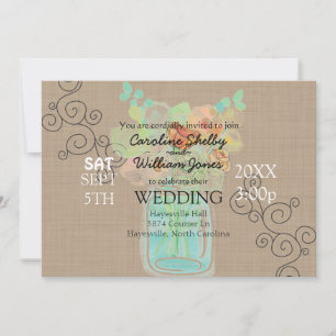 Artsy Watercolor Mason Jar Faire-part de mariage