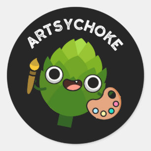 Artsychoke Funny Veggie Artichoke Pun Dark BG Runder Aufkleber