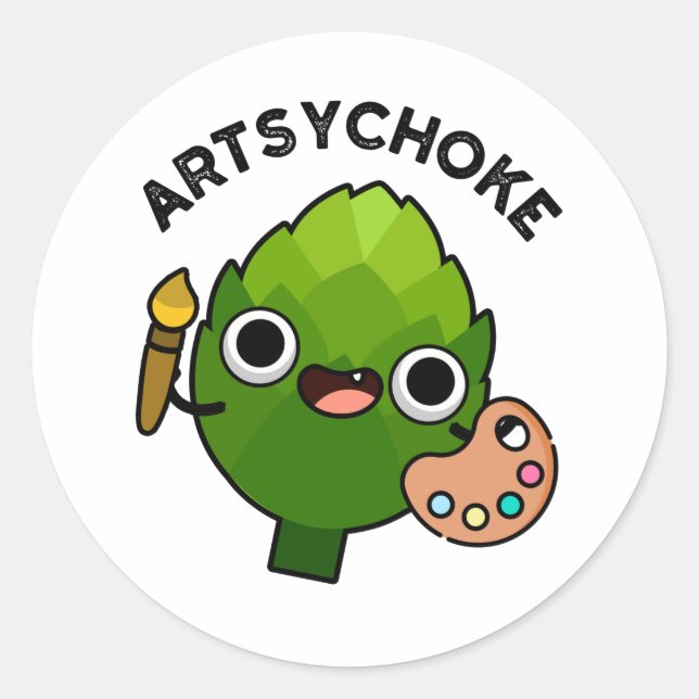 Artsychoke Funny Veggie Artichoke Pun Runder Aufkleber (Vorderseite)