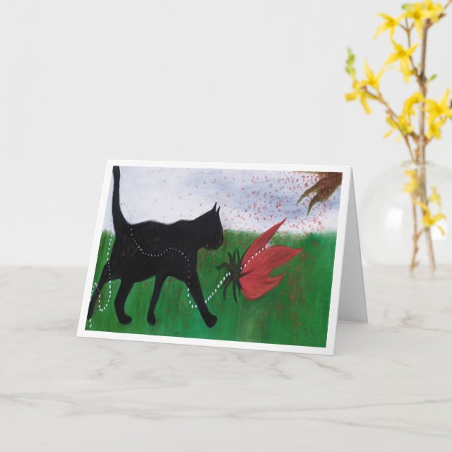 Artwork Card für reisende Kätzchen Karte (Gelbe Blume)