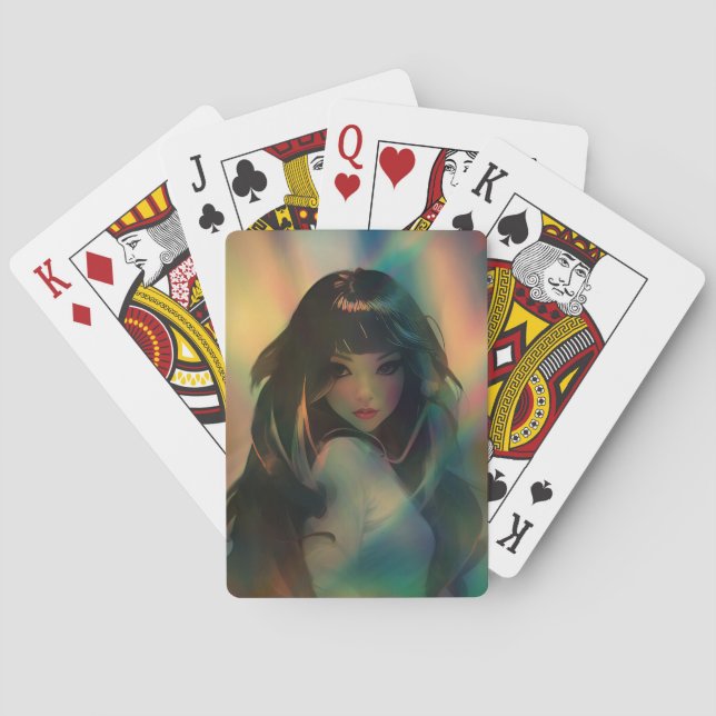 Artwork von Anime Girl umgeben von Rainbow Light Spielkarten (Rückseite)