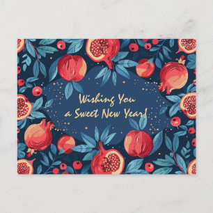 Arty Shana Tova - blau & gelb Postkarte