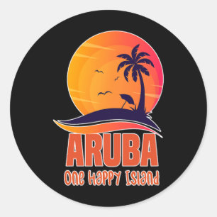Aru Eine glückliche Insel Schöner Sonnenuntergangs Runder Aufkleber