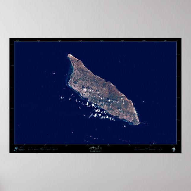 Aruba, Affiche satellite des Caraïbes (Devant)
