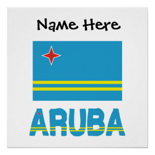 Aruba Aruban Flag Black Personalization Poster