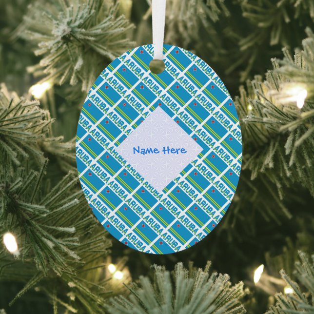 Aruba Aruban Flag Tiles Blue Personalization Ornament Aus Metall (InSitu)