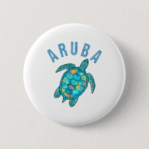 Aruba Beach Sea Schildkröte Illustration Button
