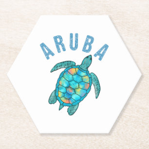 Aruba Beach Sea Schildkröte Illustration Untersetzer
