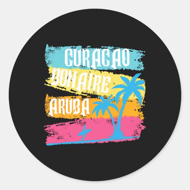 Aruba Bonaire Curacao Urlaub Karibische Inseln S Runder Aufkleber (Vorderseite)